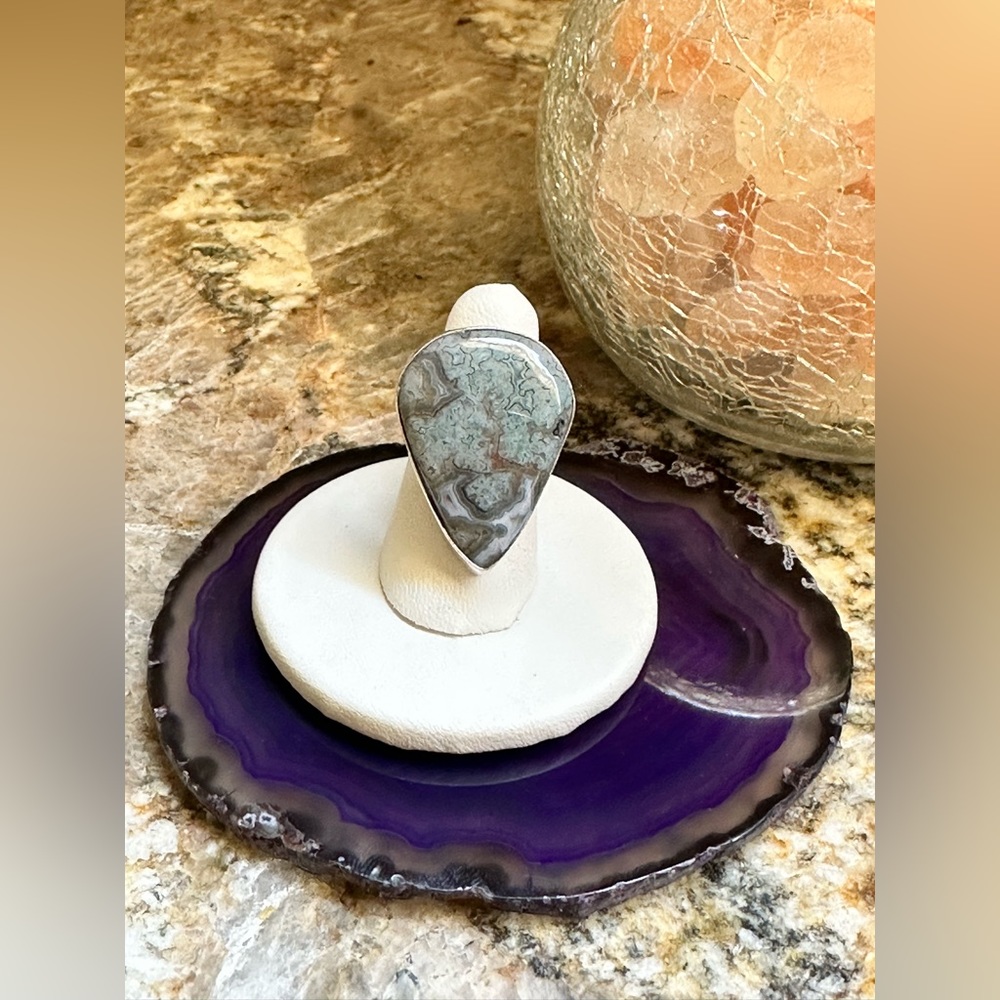 Silver Blue Mexican Laguna Stone Ring